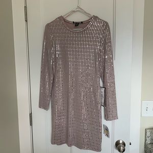 Mauve/silver sequin cocktail dress